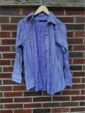 Sean John Purple Plaid Collared Button Down Shirt